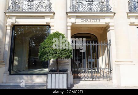 Paris, France-September 18 , 2021 : Christies is one of the best worldwide-known auction houses In Paris. Christies headquarters are located in this g Stock Photo