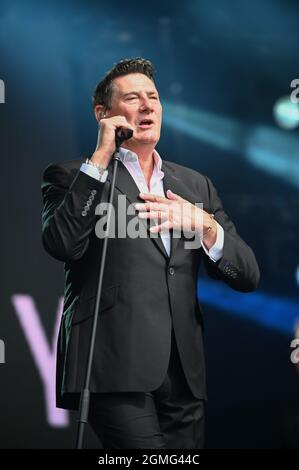 September 18, 2021, Leeds, South Yorkshire, U.K: Tony Hadley Performing at , Lets Rock 80s  , Leeds , UK , 18.09.2021 (Credit Image: © Robin Burns/ZUMA Press Wire) Stock Photo