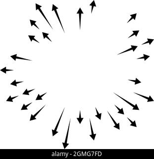 Arrows pointing outwards. Radial, radiating arrows - stock vector illustration, clip-art graphics Stock Vector
