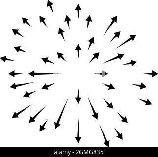 Arrows pointing outwards. Radial, radiating arrows - stock vector illustration, clip-art graphics Stock Vector