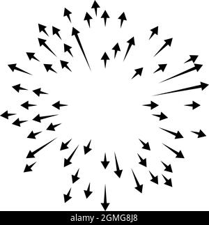 Arrows pointing outwards. Radial, radiating arrows - stock vector illustration, clip-art graphics Stock Vector