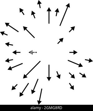 Arrows pointing outwards. Radial, radiating arrows - stock vector illustration, clip-art graphics Stock Vector
