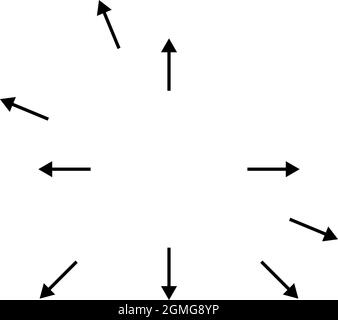 Arrows pointing outwards. Radial, radiating arrows - stock vector illustration, clip-art graphics Stock Vector
