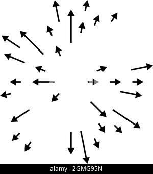 Arrows pointing outwards. Radial, radiating arrows - stock vector illustration, clip-art graphics Stock Vector