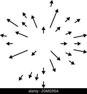 Arrows pointing outwards. Radial, radiating arrows - stock vector illustration, clip-art graphics Stock Vector