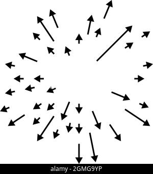 Arrows pointing outwards. Radial, radiating arrows - stock vector illustration, clip-art graphics Stock Vector