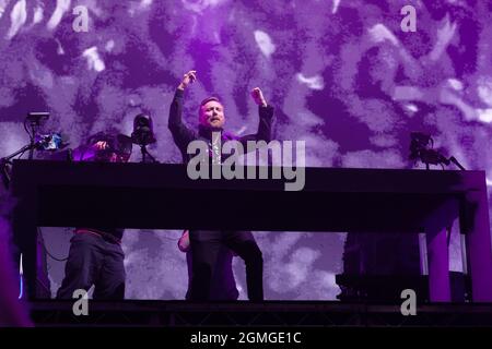 September 18th 2021 French EDM, house, dance pop DJ and producer Pierre David Guetta performing live on stage, Newport, IOW Credit: Dawn Fletcher-Park/Alamy Live News Stock Photo