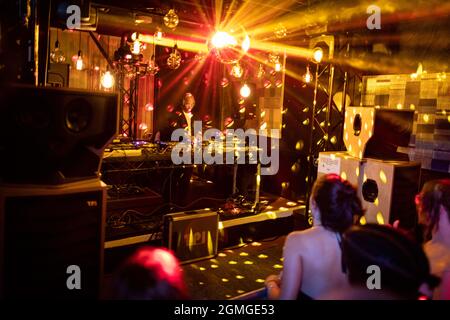 Manchester, UK. 18th Sep, 2021. Space Afrika take to the decks during the Repercussion Festival.ÊThe new day and night event sees the further regeneration of Mayfield that is host to over five stages, including the legendary Star & Garter pub. Credit: Andy Barton/Alamy Live News Stock Photo