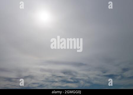 The sun through hazy clouds. Stock Photo
