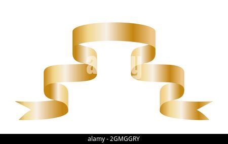 Gold colorful curved ribbon on white background. Vector Illustration ...