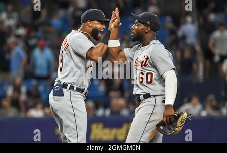 St. Petersburg, FL. USA; Detroit Tigers center fielder Akil Baddoo (60)  during pregame warmups prior to a major league baseball game against the  Tamp Stock Photo - Alamy