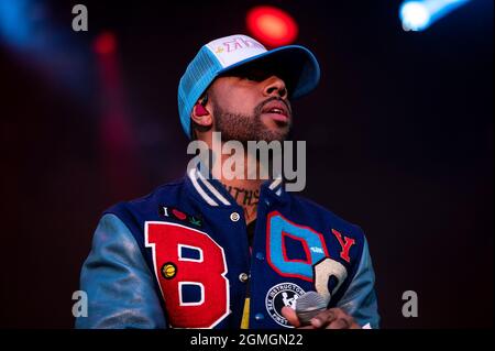 Chicago, USA. 18th Sep, 2021. Vic Mensa performs at Douglas Park during Riot Fest Music Festival on on Saturday September 18, 2021 in Chicago, IL. (Photo by Christopher Dilts/Sipa USA) Credit: Sipa USA/Alamy Live News Stock Photo