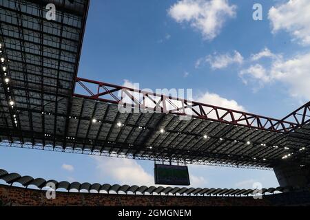 Milan, Italy, 18th September 2021. A general view of the roof from inside the stadium prior to the Serie A match at Giuseppe Meazza, Milan. Picture credit should read: Jonathan Moscrop / Sportimage Stock Photo