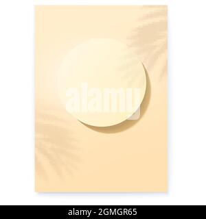 Shadow of palm leaves on round podium. Scene for product display. Vector poster. Stock Vector