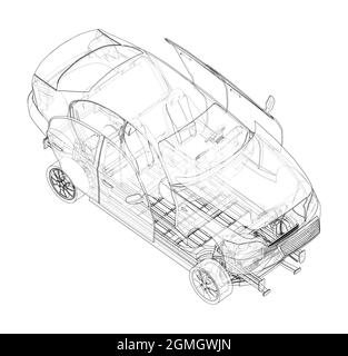 Assembling electric car. Vector Stock Vector