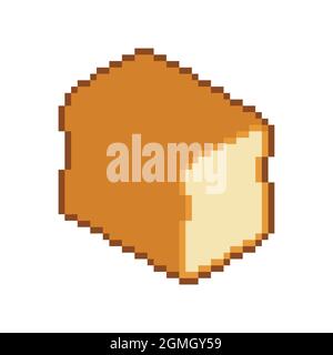 Sliced bread pixel art. Pixelated Food rooty. 8 bit vector illustration ...