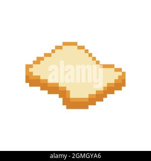 Sliced bread pixel art. Pixelated Food rooty. 8 bit vector illustration ...