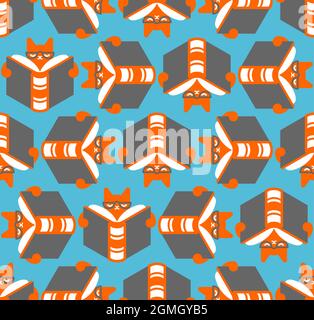 Cat is reading book pattern seamless. Kitten Reader background. Book lovers texture Stock Vector