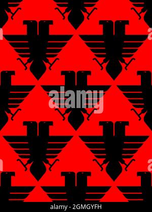 Two-headed eagle pattern seamless. Black bird of prey background. Hawk texture Stock Vector