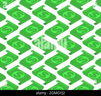 Dollar pattern seamless. Paper money background. Cash texture Stock Vector