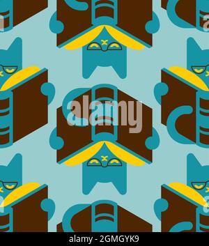 Cat is reading book pattern seamless. Kitten Reader background. Book lovers texture Stock Vector