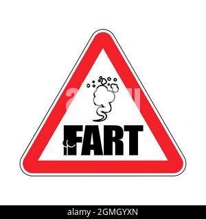 Attention Fart. Caution Farting. Red triangle road sign. Stock Vector
