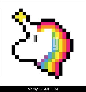 Unicorn Pixel Art isolated on white Background. Pixel art Stock Photo ...