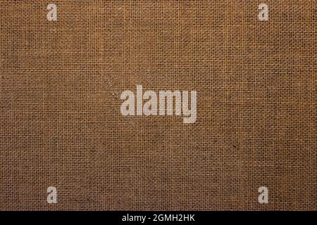 Close-up burlap sack textured background; brown, rustic, woven cloth texture Stock Photo