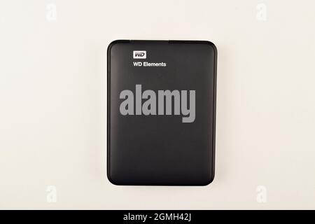 New Delhi, India, 04 December 2019:- Western Digital HHD Isolated on White Background with Clipping Path Stock Photo