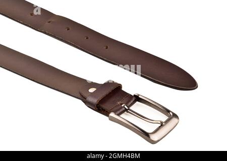 Leather Belt Isolated on White Background with Clipping Path Stock Photo