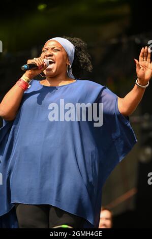 September 18, 2021, Leeds, South Yorkshire, U.K: Angie Brown Performing at , Lets Rock 80s  , Leeds , UK , 18.09.2021 (Credit Image: © Robin Burns/ZUMA Press Wire) Stock Photo