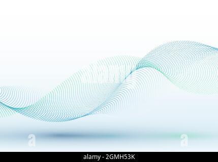 Abstract blue dots particles wave line on white background. Vector illustration Stock Vector
