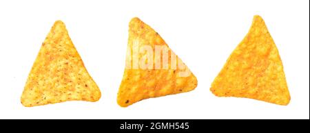 Tortilla Chips Isolated on White Background with Clipping Path Stock Photo