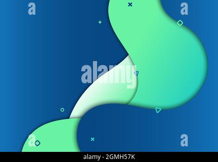Abstract background dynamic waves fluid blue gradient with geometric shapes element. Vector illustration Stock Vector