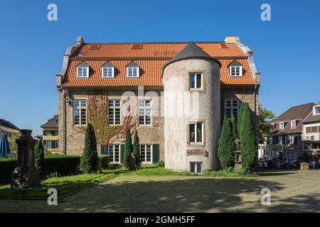 Germany, Ratingen, Bergisches Land, Rhineland, North Rhine-Westphalia, NRW, Buergerhaus former town hall, view from behind with round tower Stock Photo