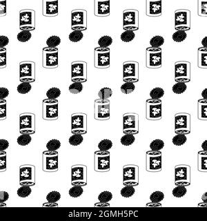 Mushroom tin can pattern seamless background texture repeat wallpaper geometric vector Stock Vector