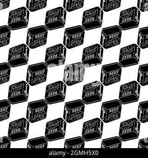 Beef tin can pattern seamless background texture repeat wallpaper geometric vector Stock Vector