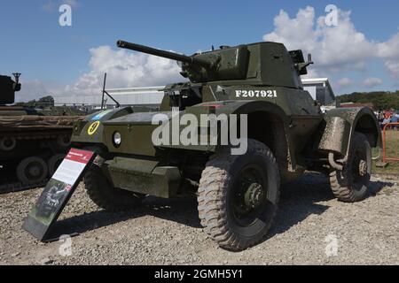 A WW2 Daimler Armoured Car Mk II during a demonstration at Bovington Tank Museum, Dorset, UK Stock Photo