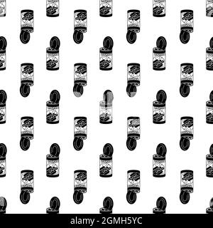 Sausage tin can pattern seamless background texture repeat wallpaper geometric vector Stock Vector