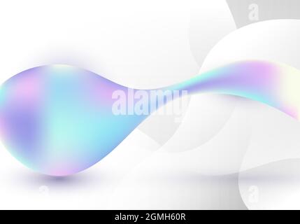Abstract 3D dynamic fluid wave holographic gradient shape on white background. Vector illustration Stock Vector