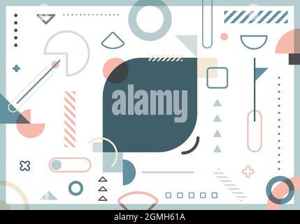 Abstract trendy elements simple geometric forms pattern pastel color on white background. Vector illustration Stock Vector