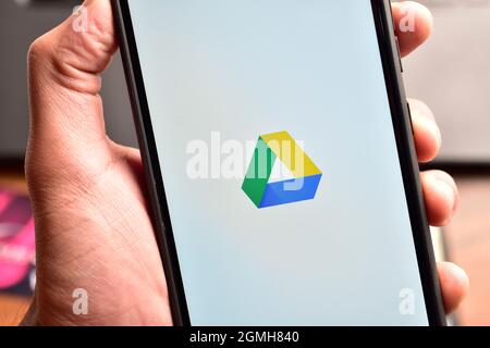 New Delhi, India - December 22, 2019: Google Drive Logo on Smartphone Stock Photo