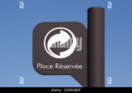 Reserved parking place for recycling sign Stock Photo