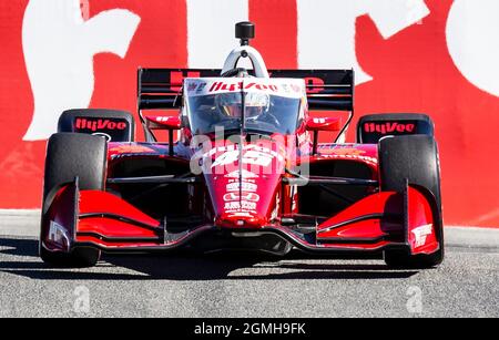 September 18 2021 Monterey, CA, U.S.A. Driver Oilver Askew going into the corkscrew during the NTT Firestone Grand Prix of Monterey qualifying at Weathertech Raceway Laguna Seca Monterey, CA Thurman James/CSM Stock Photo