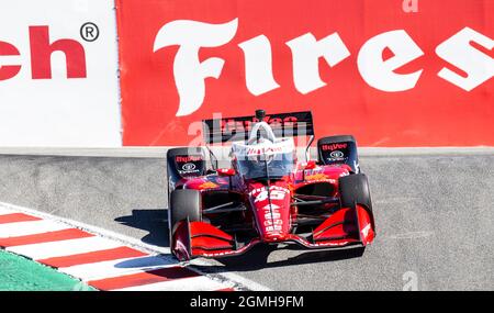 September 18 2021 Monterey, CA, U.S.A. Driver Oilver Askew going into the corkscrew during the NTT Firestone Grand Prix of Monterey qualifying at Weathertech Raceway Laguna Seca Monterey, CA Thurman James/CSM Stock Photo