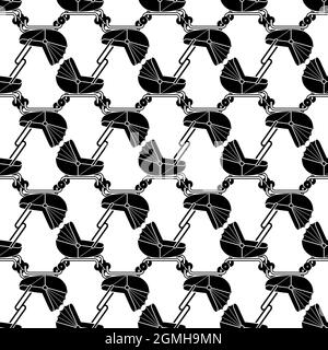 Baby pram pattern seamless background texture repeat wallpaper geometric vector Stock Vector