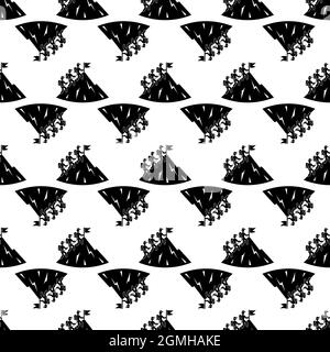 People group hiking pattern seamless background texture repeat wallpaper geometric vector Stock Vector