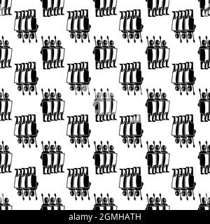 Group medieval warriors pattern seamless background texture repeat wallpaper geometric vector Stock Vector