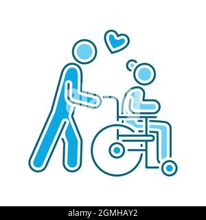 Hospice volunteer color line icon. Palliative help. Outline pictogram for web page, mobile app, promo. Stock Vector