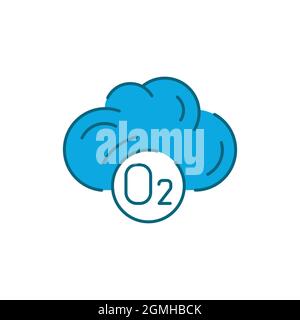 Cloud with air color line icon. Sign for web page, mobile app, button, logo. Editable stroke. Stock Vector